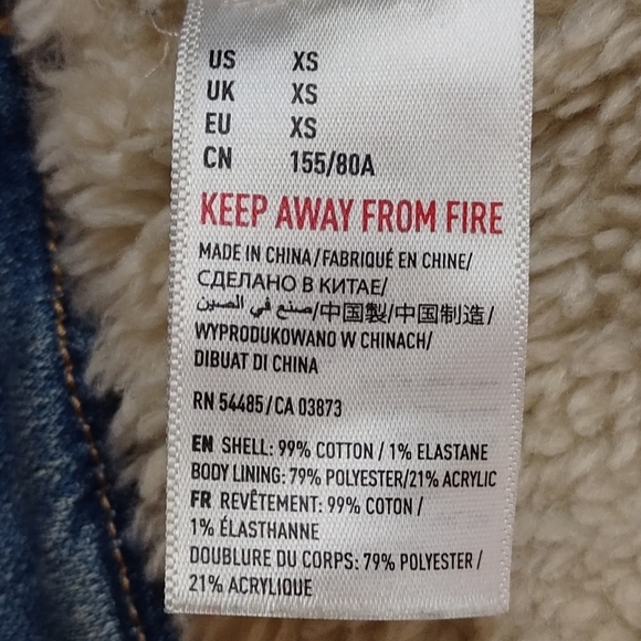 American Eagle Denim Jacket Women's Blue Denim Sherpa Lined Jacket Size X-small - Picture 10 of 10